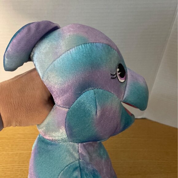 Build-A-Bear Workshop Dolphin Hand Puppet 19 Inch Pastel Blue Purple Plush Toy - Picture 3 of 6